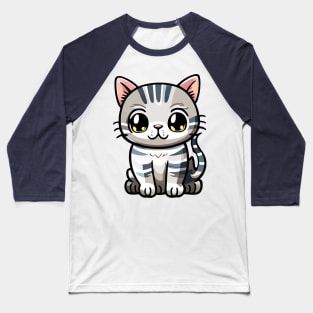 Kawaii Silver British Shorthair Cat Baseball T-Shirt